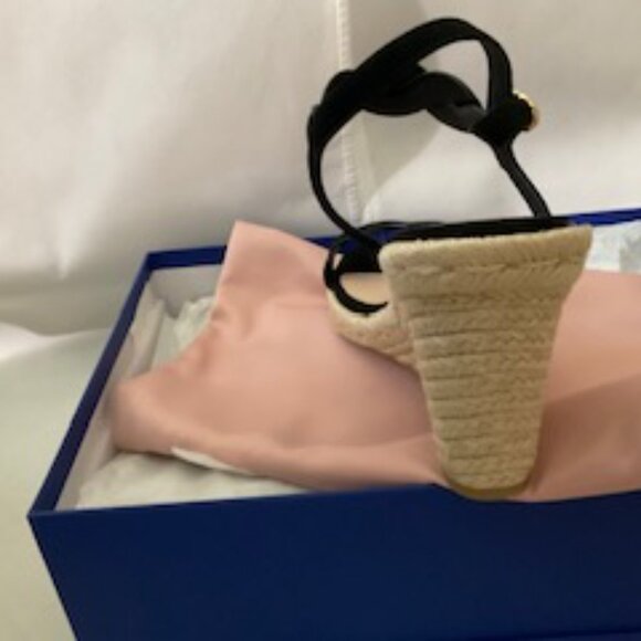 Stuart Weitzman Black Suede Wedge Espadrille - NEW - Picture 2 of 3